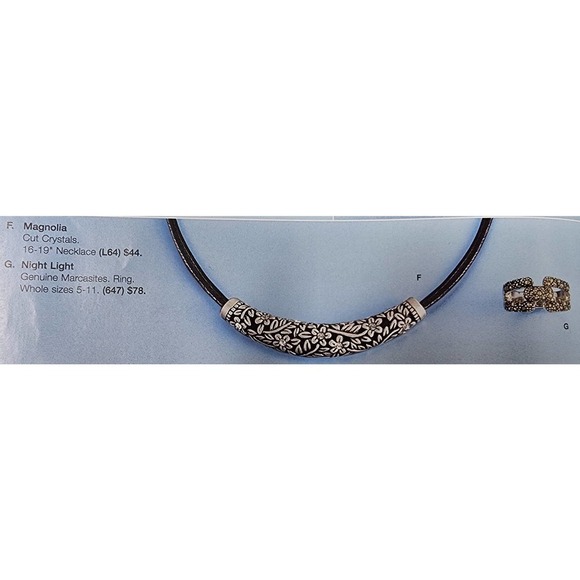 Lia Sophia- Black Rope Necklace -Antiqued Silver, Flower and Crystals (16" -19") - Picture 8 of 8